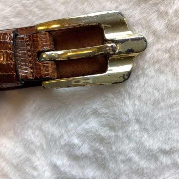 Rochester Big and Tall Brown Genuine Lizard and Suede Leather Belt - Picture 6 of 13